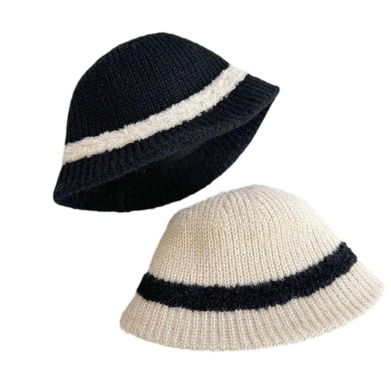 Black beige plush bucket hat women's autumn and winter fashion warm versatile face small bucket hat wool hat