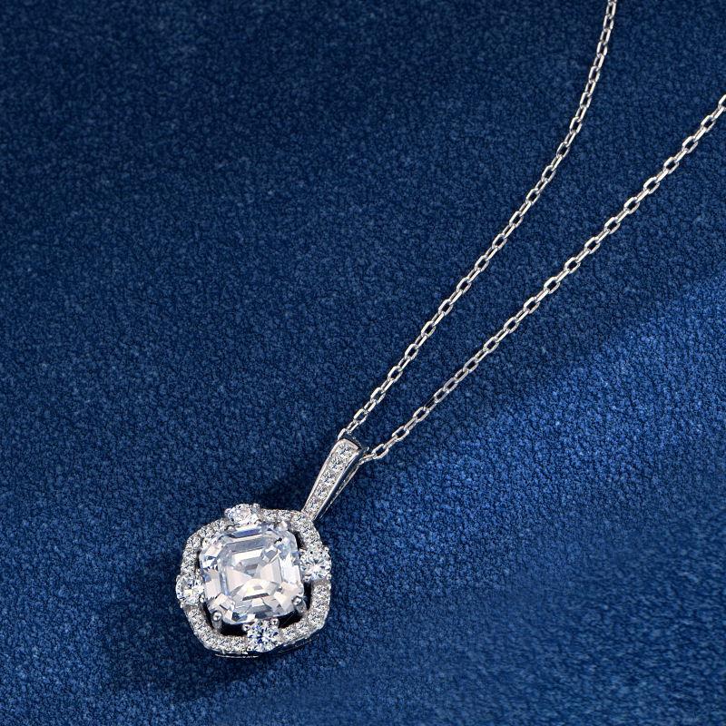 Women Wedding Jewellery Designs Sterling Silver S925 Square Main Diamond Zircon Earring Necklace Dubai Jewelry Sets