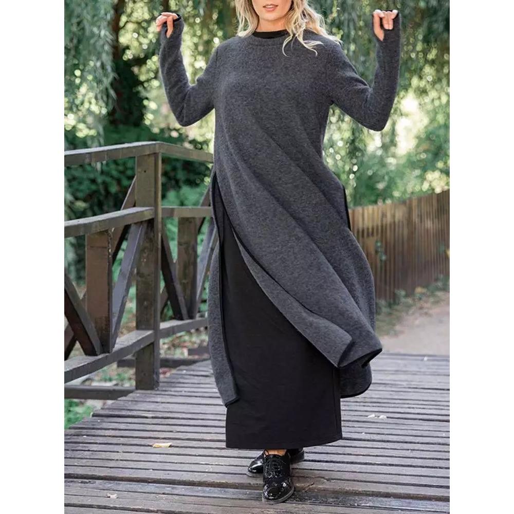 

Women s Fashion Autumn Winter Floral Print Long Sleeve O-Neck High Waist Casual Fleece Hoodie Dresses XXXXXL сірий колір