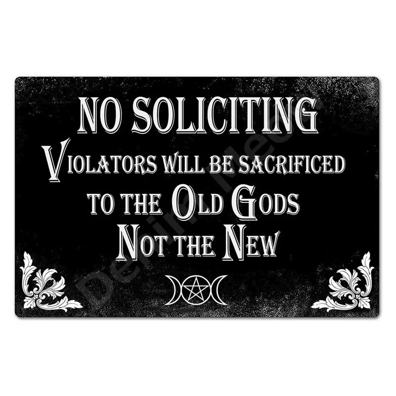 No Soliciting Funny Metal Sign for House Office Shop Decor Please Do Not Knock Or Ring Doorbell Warning Sign Halloween Decor