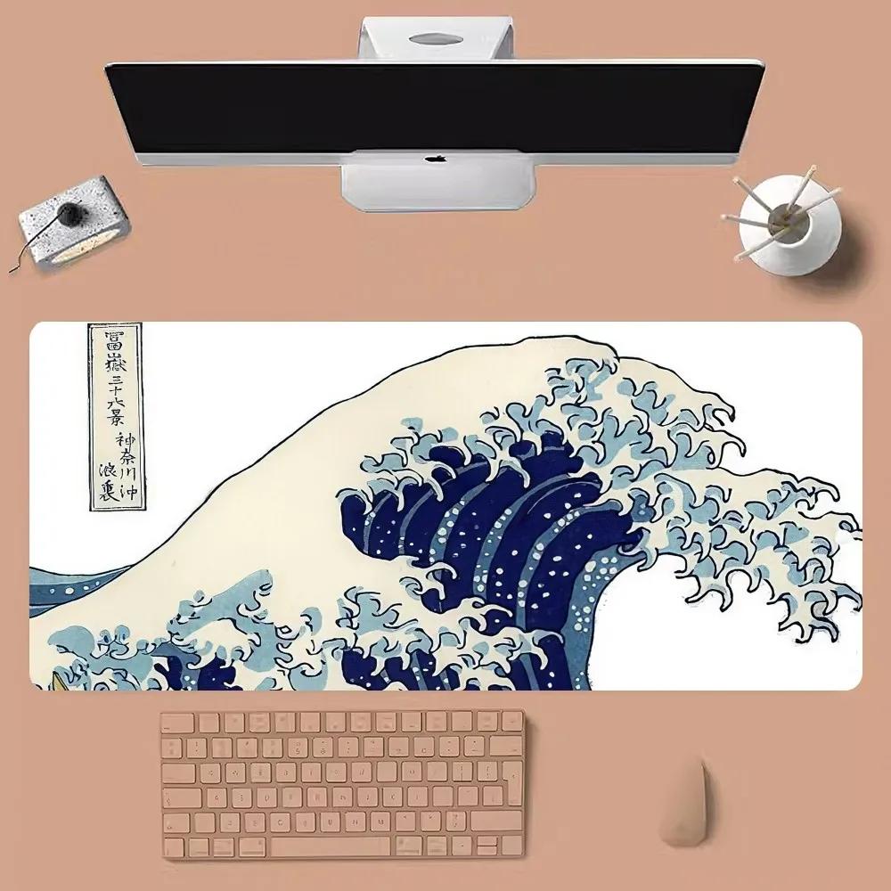 Japanische Wellen Mauspads Großes Gaming Computer Gamer PC Tastaturpad Maismatte Schreibtischzubehör Büro Schreibtischmatte Gamer Pad Tisch