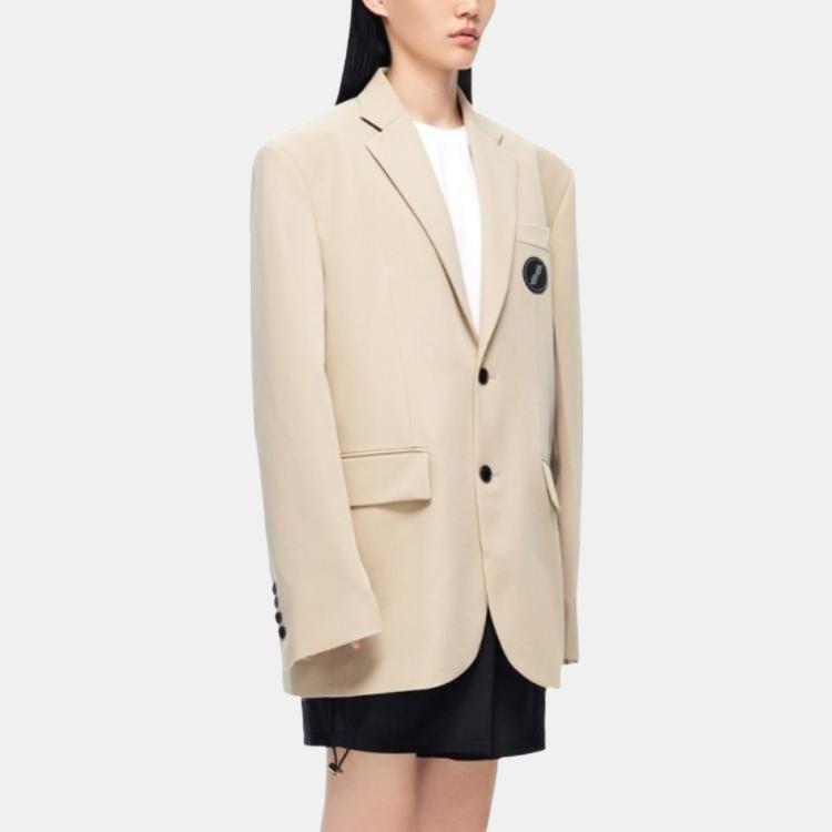 We11done Fw22 Solid Color Logo Print Single Breasted Suit Unisex suit Off-White WD-JK4-20-715-U-BG