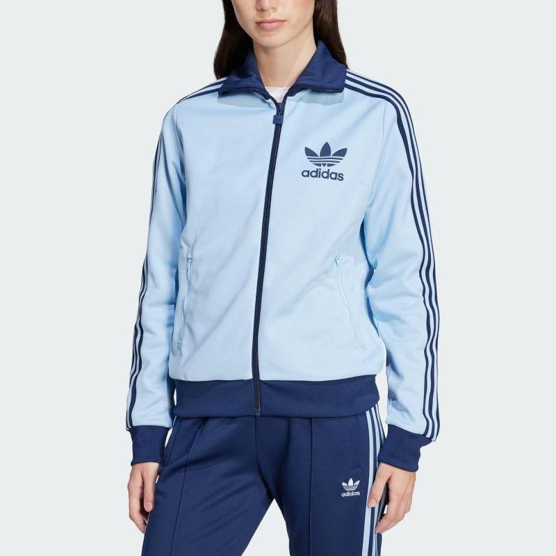 adidas Womens Beckenbauer Track Top Clear Sky Unisex Streetwear JC5805