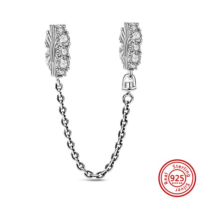 

Новые цветы клевера, прозрачные цирконовые бусины-клипсы, подходят для браслета-подвески, женские ювелирные изделия из стерлингового серебра 925 пробы