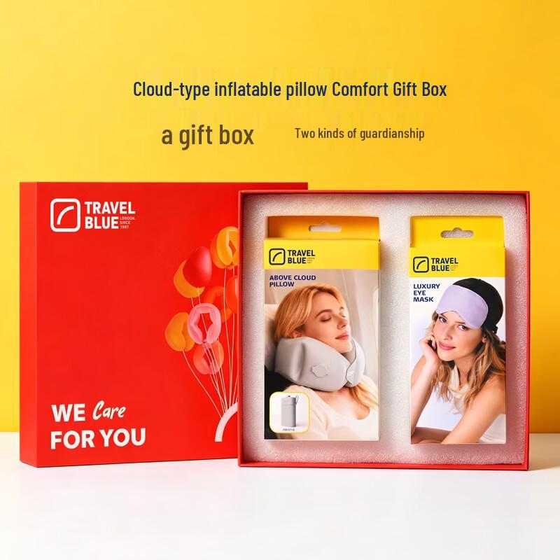 TRAVEL BLUE Cloud Inflatable Neck Pillow and Sleep Mask Set