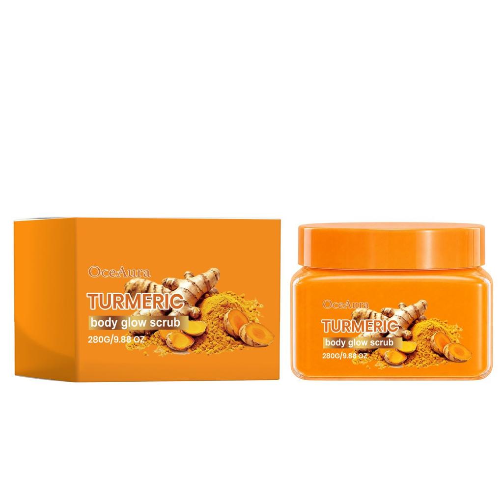 OceAura Turmeric Body Glow Scrub, Gentle Exfoliating Body Scrub to Improve Dullness, Moisturize & Smooth Rough Skin for Radiant Glowing Body Skin