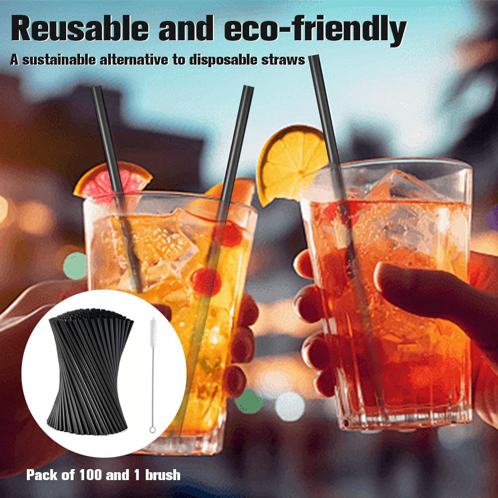 100-500PCS Black/Colorful Drink Straws Beverage Plastic Straw Wedding Party Cocktail Straw for Bar Home Kitchen Wholesale Straws