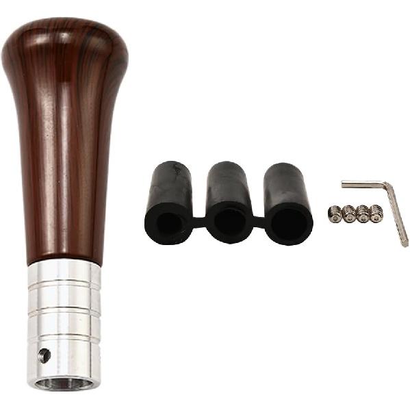Wood Grain Gear Shifter Knob, Universal Car Gear Shift Manual Knobs Aluminum Alloy Stick Shift Handle with 3 Threaded Adapters M8 M10 M12, Style A