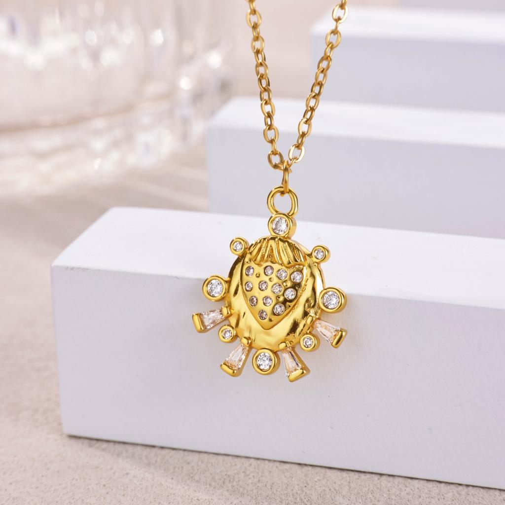 Exaggerated Arabic Sun Star Stainless Steel Necklaces Women 18K Gold-plated Necklace Wedding Jewelry Accessories Birthday Gifts