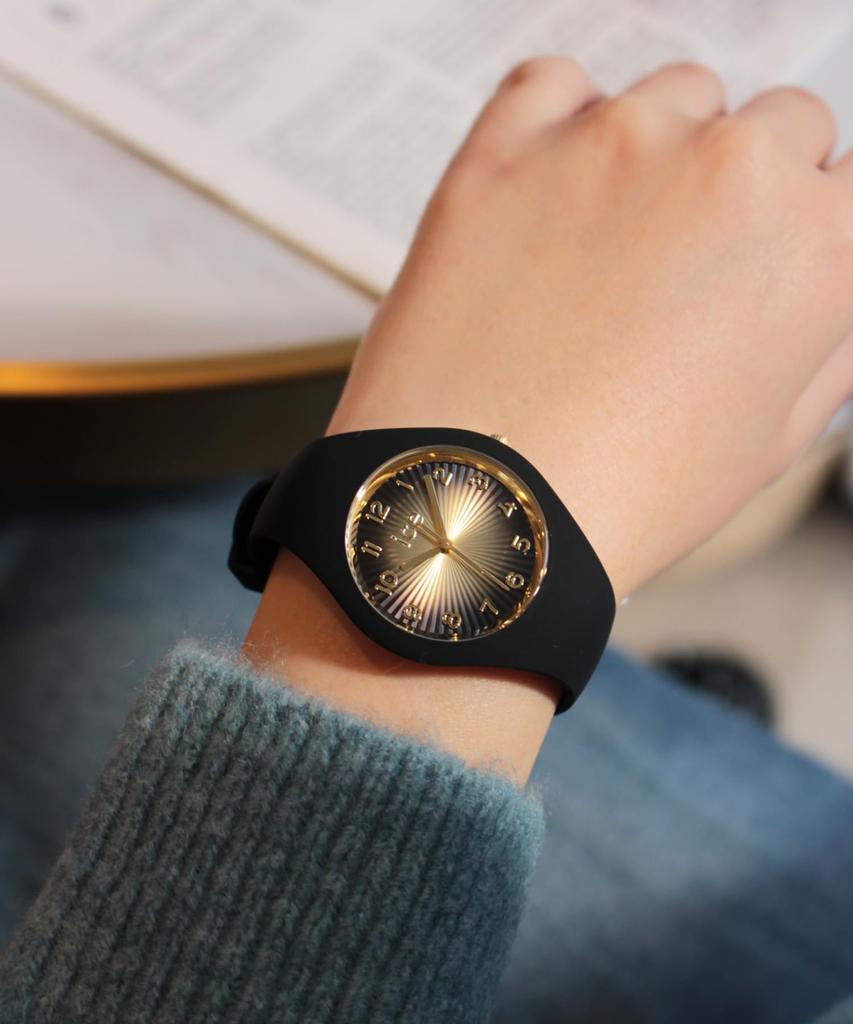 Watch Black Gold Shade 37mm 025258 Authorized Retailer Silicone Waterproof Ice-watch Women's [ICE Champagne] 3-Hand