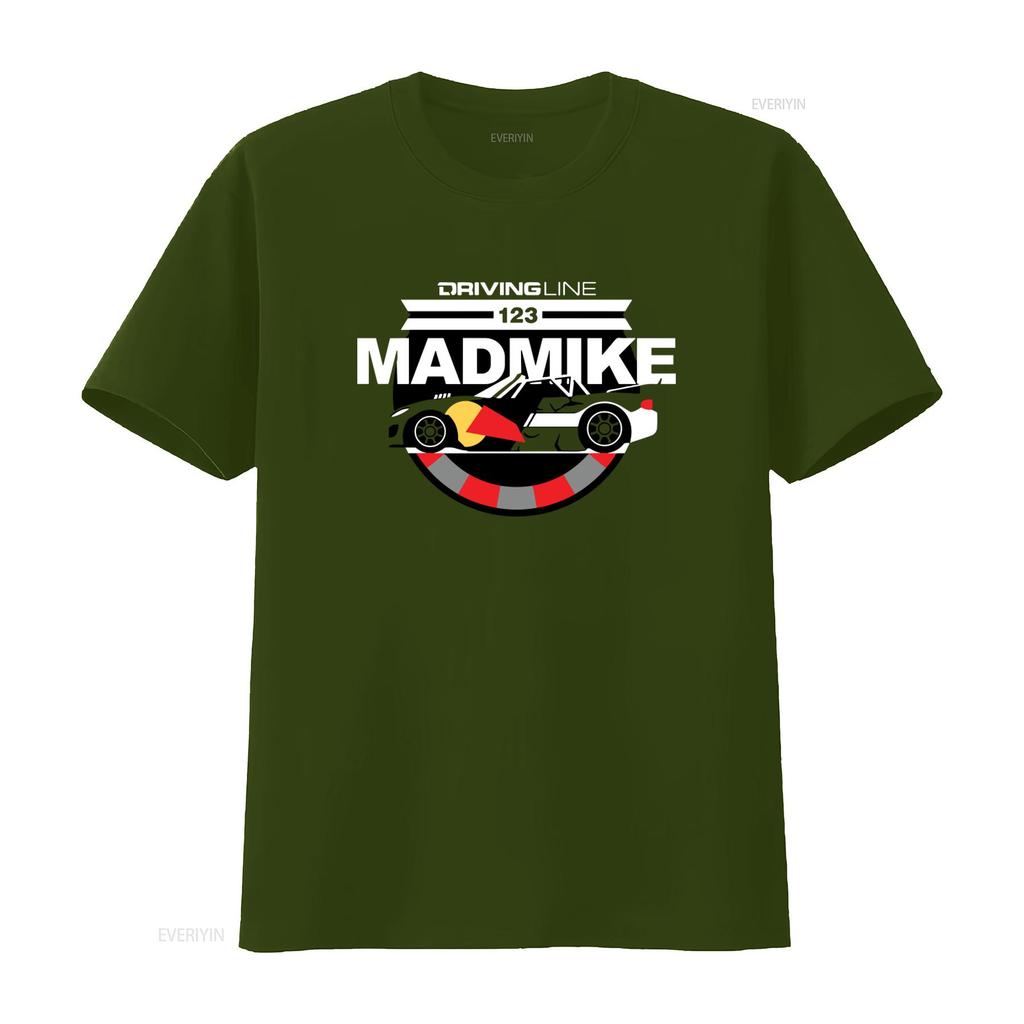 Driving Line 123 Mad Mike Stylisches Auto Print Herren Mittleres T-Shirt vintage Gewaschen streetwear homme Oberteil Für Jeden Tag Tragbar Unisex