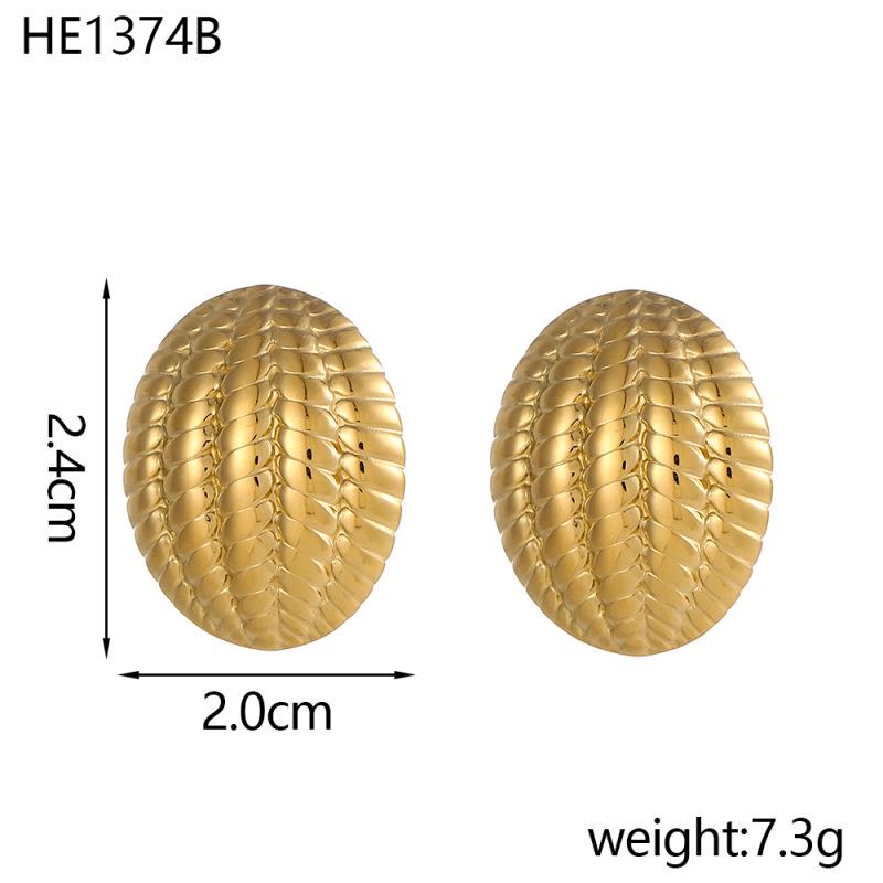 INSSGG European Diamond Quilted Oval Stud Earrings in Titanium Steel