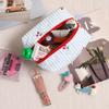 Plaid Bow Makeup Bag, Quilted Cherry Cosmetic Pouch, Student Lightweight Storage, Portable And Multifunctional
