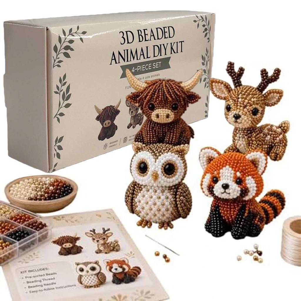 DIY 3D Tiere Perlenstickerei Set Tier Bastelset Süßer Vogel & Tier Perlen Bastelset für Handstickerei Basteldekoration