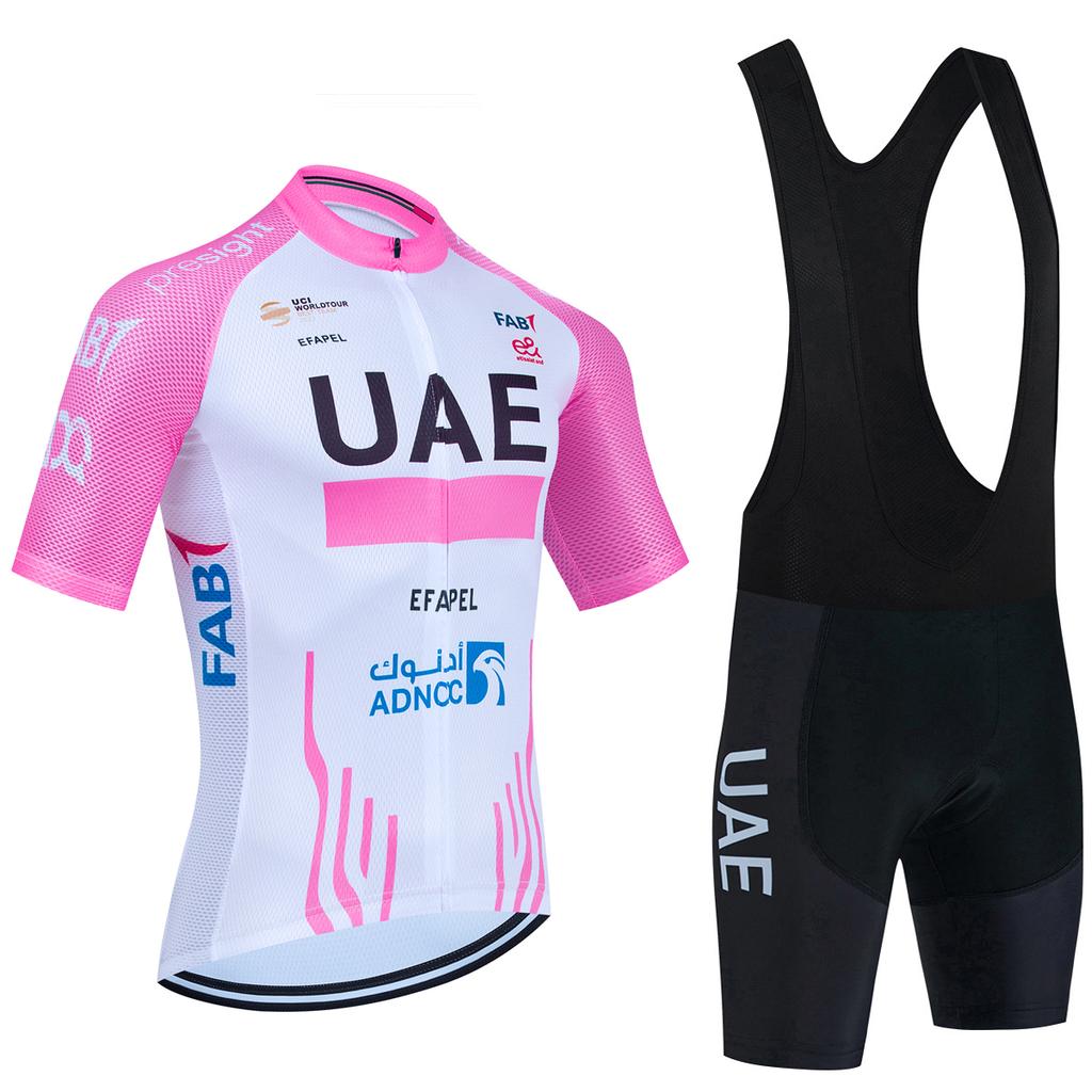New 2025 TOTAL Cycling Jersey White Bike Maillot Pants Set UAE Team Quick Dry Ropa Ciclismo  Summer Pro Bicycle T-Shirt Clothing