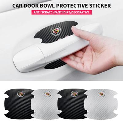 4Pcs Carbon Fiber Car Door Bowl Handle Anti-Scratches Sticker for ATS BLS CT4 CT6 CTS ESCALADE STS XLR XT4 XT5 XTS SLS