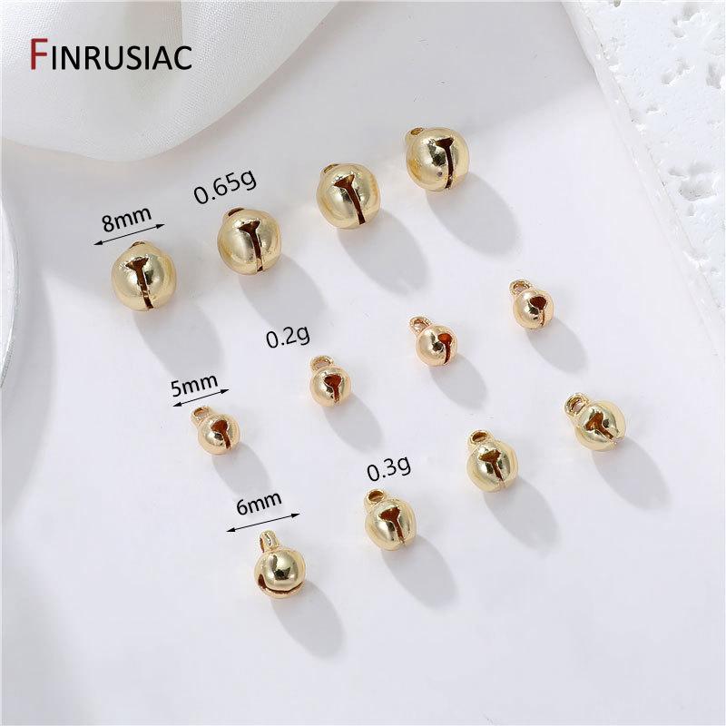 

5/6/8mm 14K Gold Plated Brass Small Jingle Bells Dangle Charms For Christmas Party DIY Handmade Crafts Accessories 5mm-10pcs