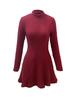 2025 Autumn/Winter Women's Slimming Ribbed Dress with Half-high Collar and Waist-cinching A-line Skirt, Long-sleeved European and American Style.
