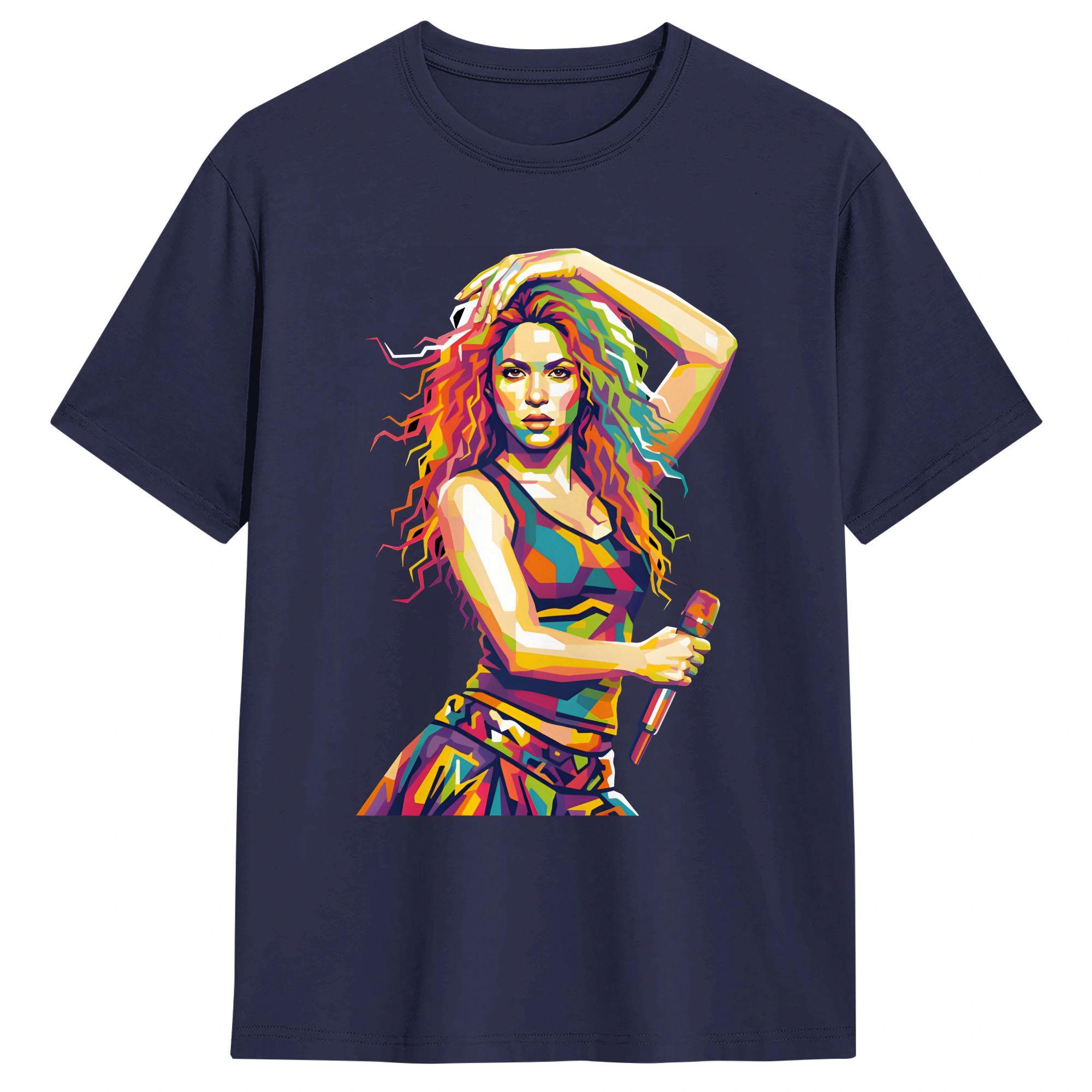 

Fan Art Shakiras in pop art style TShirt Beach Harajuku TShirts Cotton Breathable Plus Size Tees Short Sleeve Awesome Tshirt 4XL