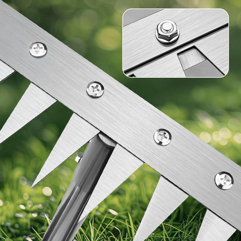 Stainless Steel Gardening Uprooting Weeding Rake Detachable Handle Weed Removal Device for Farm Lawn and Garden Tools