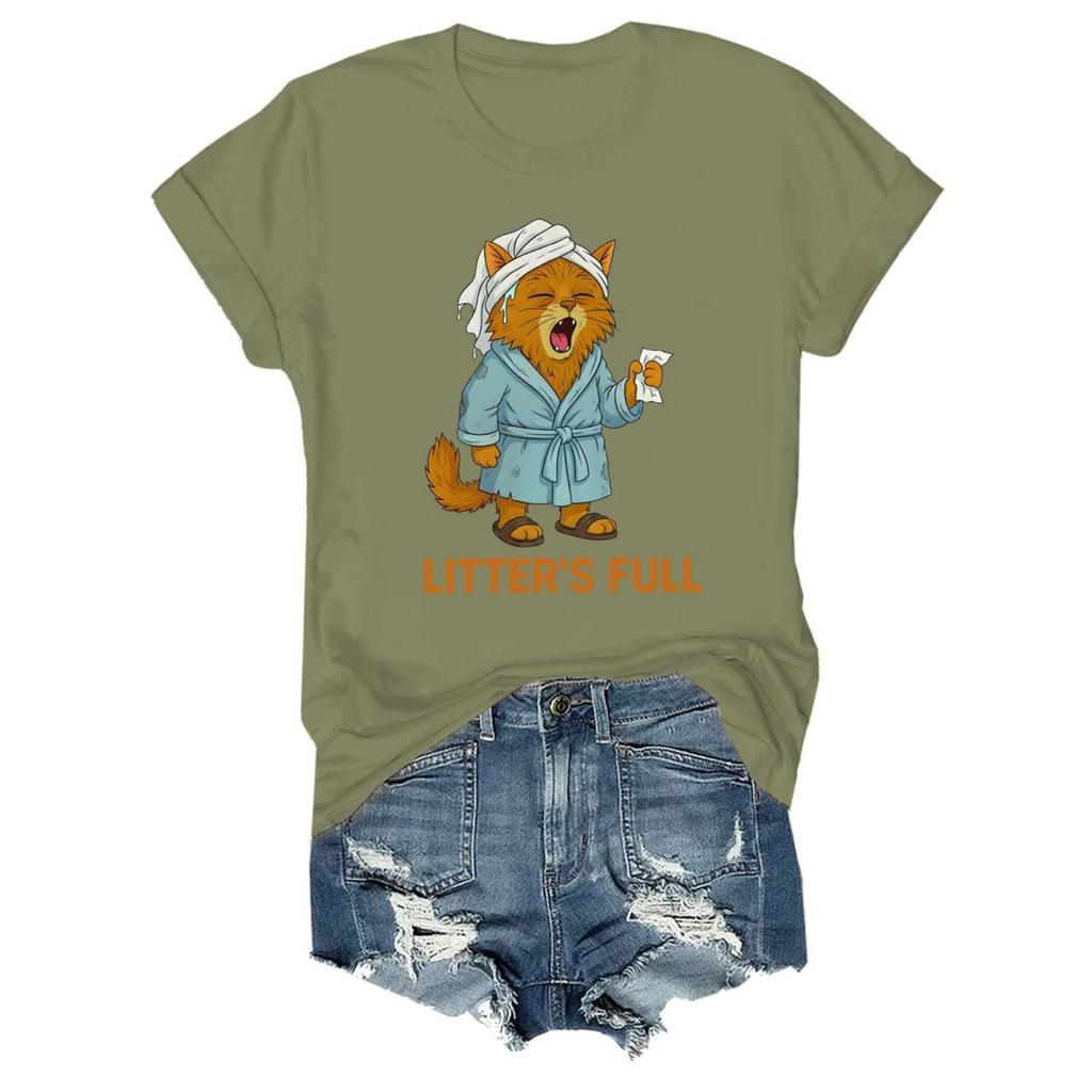 Camiseta unisex de moda para mujer y hombre con estampado, cuello redondo y manga corta