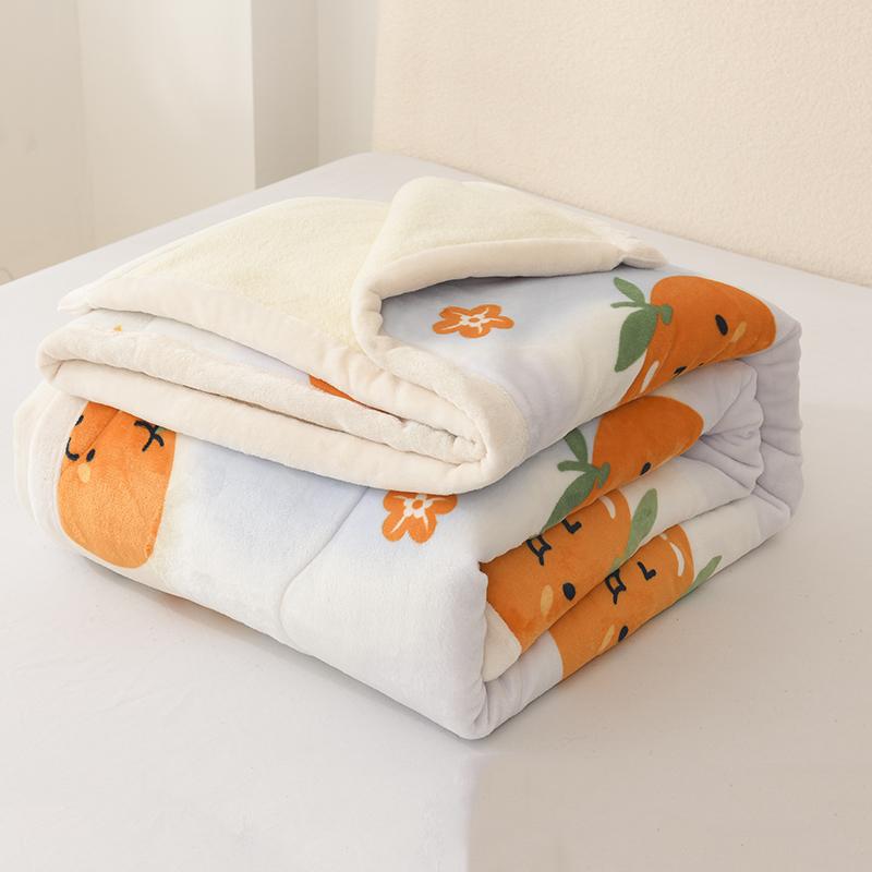 Thick Warm Milk Velvet Winter Blanket for Bed Large Faux Lambswool Weighted Blanket Cartoon Double Sided Plush Quilted Comforter