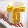 Safe 340ML Ceramic Coffee Mug Elegant Anti-scald Handle Bowknot Tea Cup Simple Non-slip Bottom Pottery Drinkware School/Office