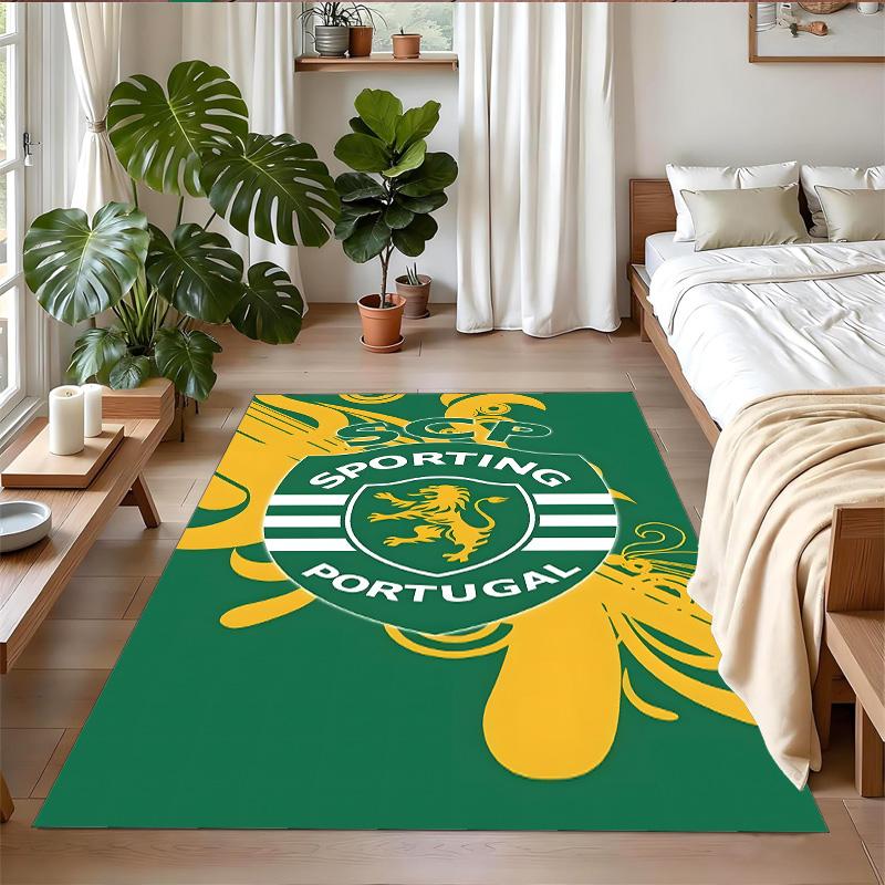 Anti‑Slip Crystal Velvet Floor Rug, Sporting Cp Design Carpet for Indoor Living Bedroom Home Decoration