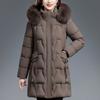Middle Age Woman Winter Coats Hooded Faux Fur Collar Casual Thick Warm Long Parkas Women's Jackets