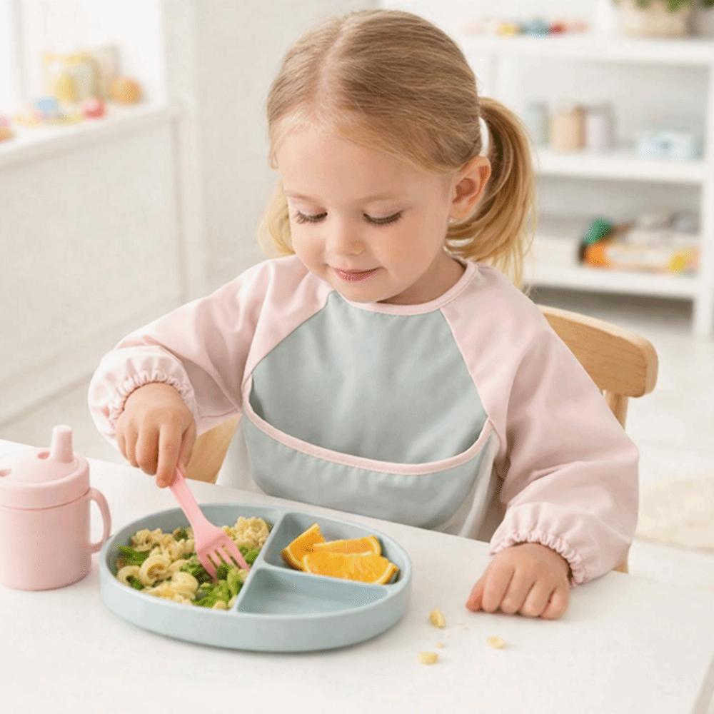 Waterproof Long Sleeve Bib Soft Children PU Bibs Quick-Dry Toddlers Feeding Apron Infant Use