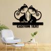 Personalized Cat Dog Metal Wall Sign Custom Name Address Modern Aesthetic Porch Housewarming
