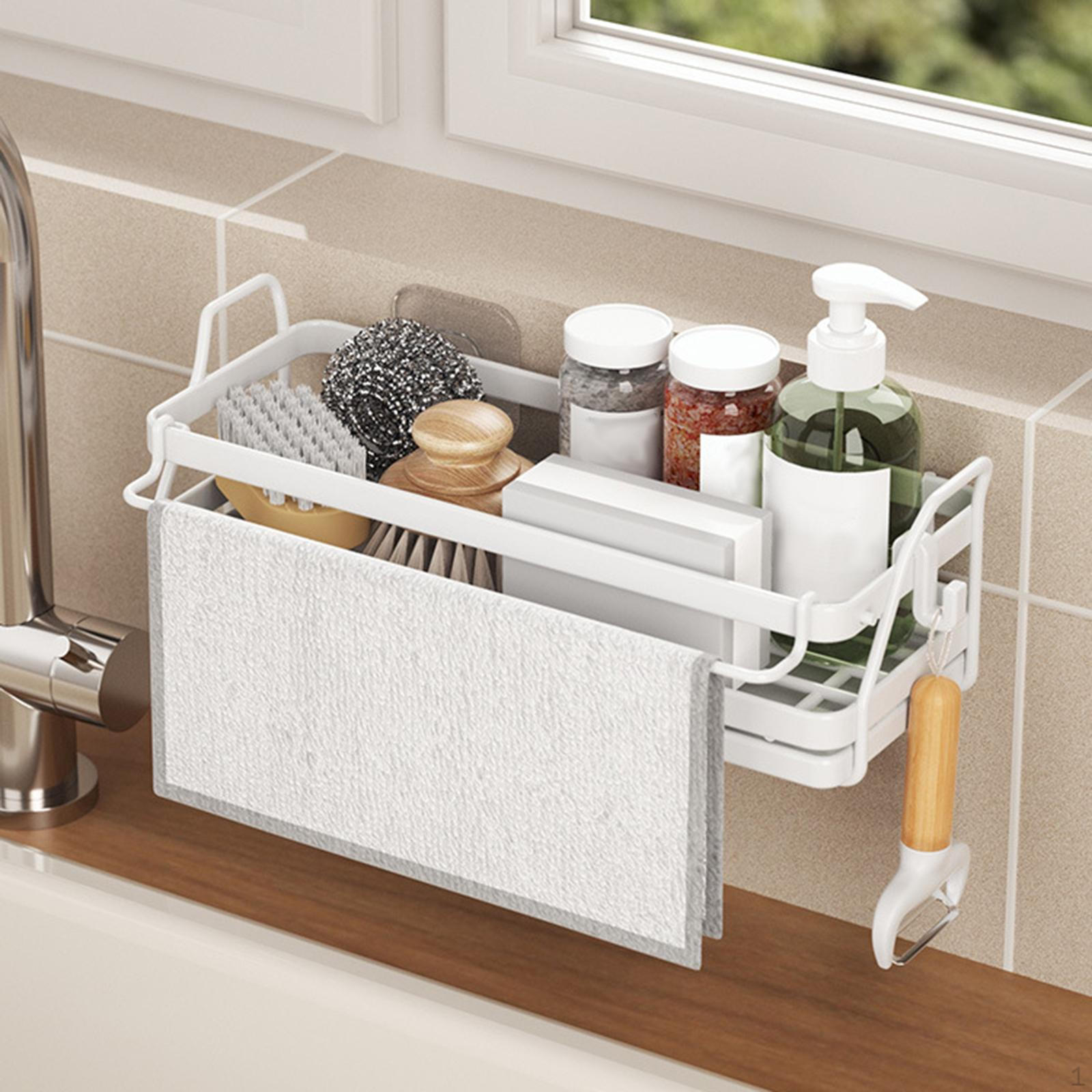 Dish Brush Soap Dispenser Holder Rustproof Kitchen Sink Sponge for Bottle Cloth