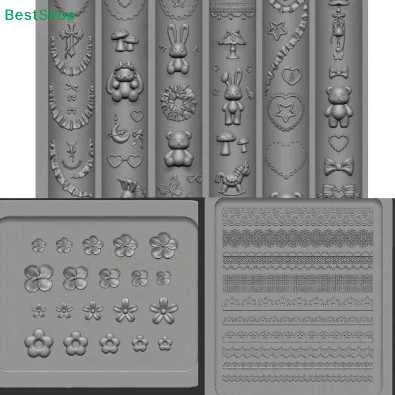 3D Silicone Nail Art Mold Cartoon Lace Rabbit Cute Small Flower Nail Art DIY Decoration Mold