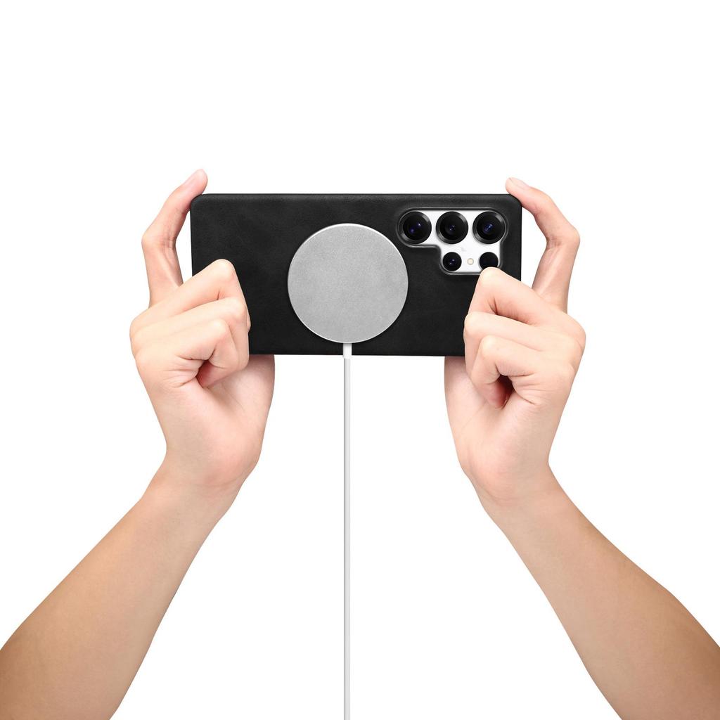 Samsung S25 Ultra Retro Leather Phone Case with Invisible Magnetic Buckle and Drop-Proof Hard Shell