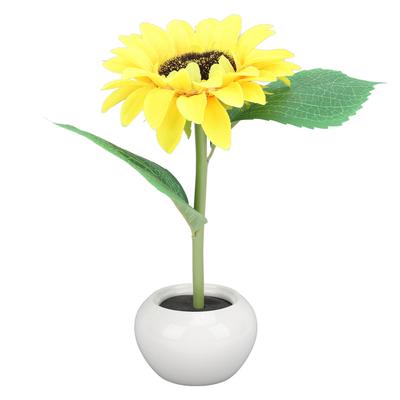 Battery Operated Sunflower Table Lamp Artificial LED Sunflower Flower with Ceramic Pot Night Light