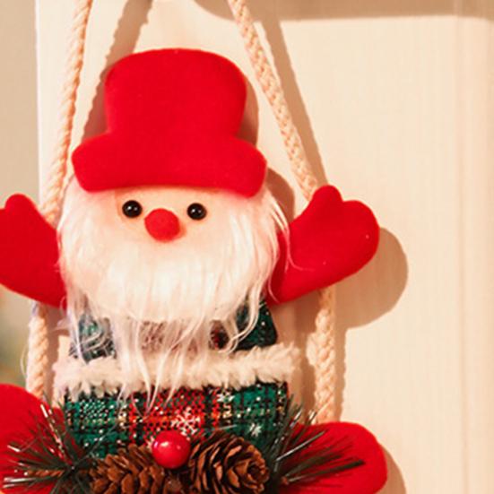 Christmas Hanging Decoration 3D Santa Snowman Elk Bear Door Knob Hanger Holiday Wall Art Sign for Living Room Bedroom Indoor Decor
