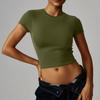 Women Short Sleeve Crew Neck Pullover Casual Fitted Crop T Shirt Basic Lightweight Soft Stretchy Top for Daily Wear
