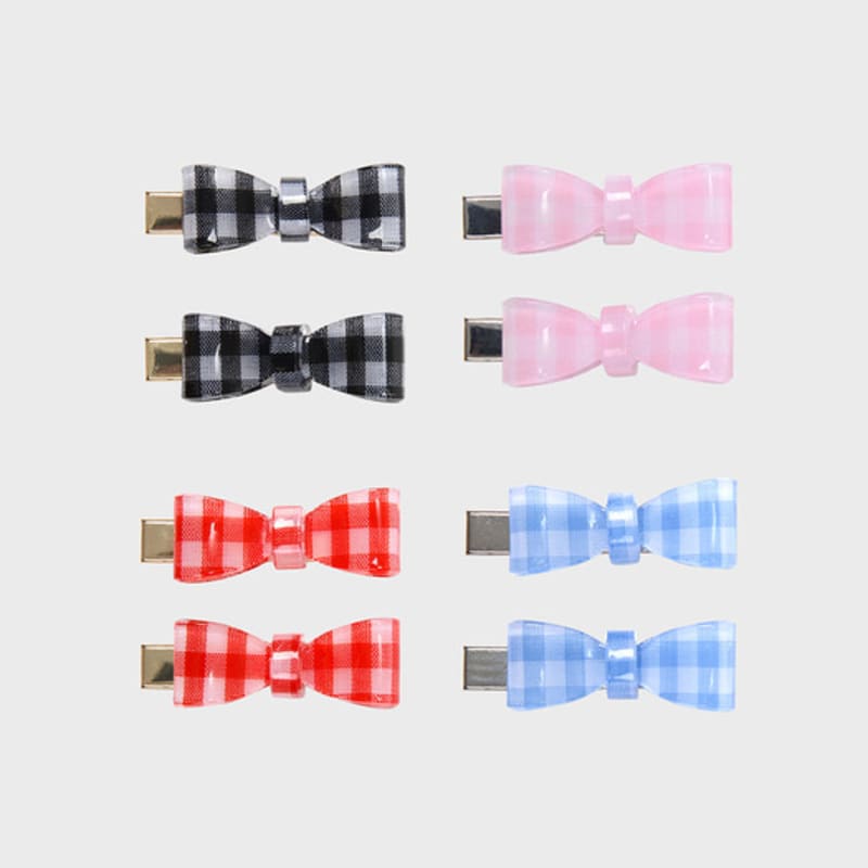 

Eireve PETITE GINGHAM CHECK RIBBON HAIR CLIP SET (4 COLORS / 2PCS) Blue