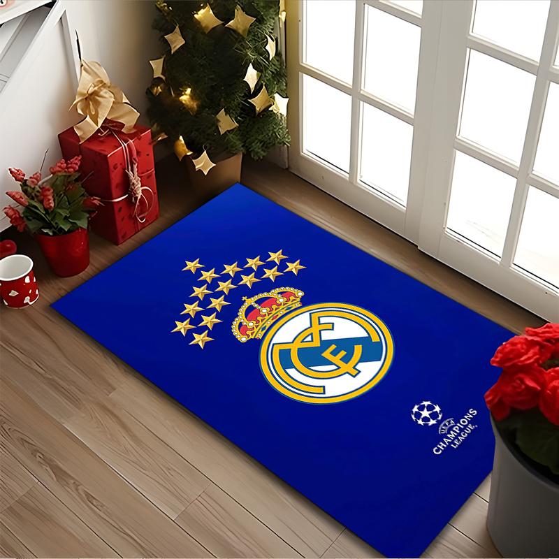 Real Madrid Print Area Rug, Multi-functional Office Chair Sofa Carpet, Easy Clean Carpet for Home and Living Spaces