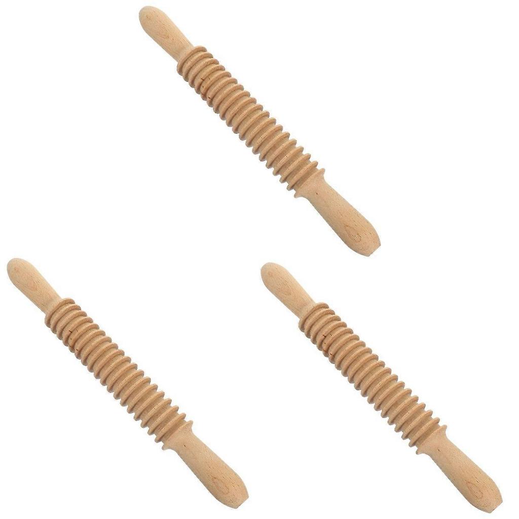 FRCOLOR 3pcs Coupe-pâtes Spaghetti Rouleau à Treillis pour Nouilles Coupe-pâte Rouleau à Pâtisserie en Bois