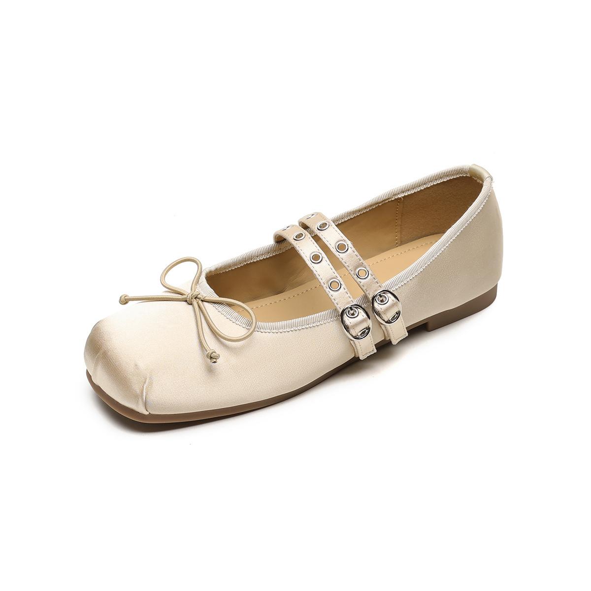 

Flat-soled single shoes women s bow with Mary Jane shoes, shallow mouth soft-soled ballet shoes 43 шампанского