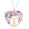 Color-Preserving Gold Hand-Wound Crystal Gravel Peach Heart Tree Of Life Necklace Heart-Shaped Pendant N55