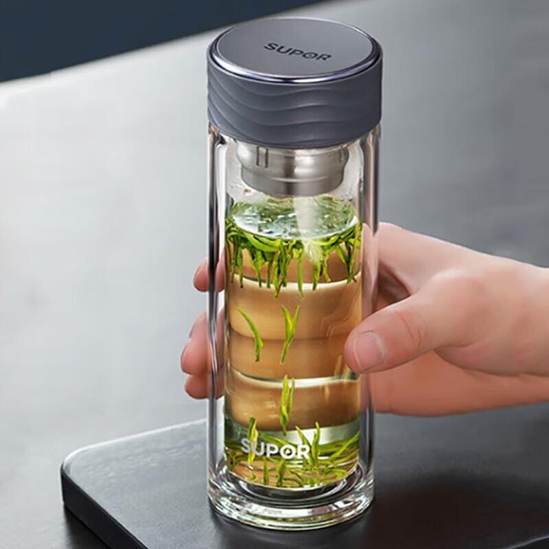 SUPOR Double-Layer Portable Glass Tea Cup