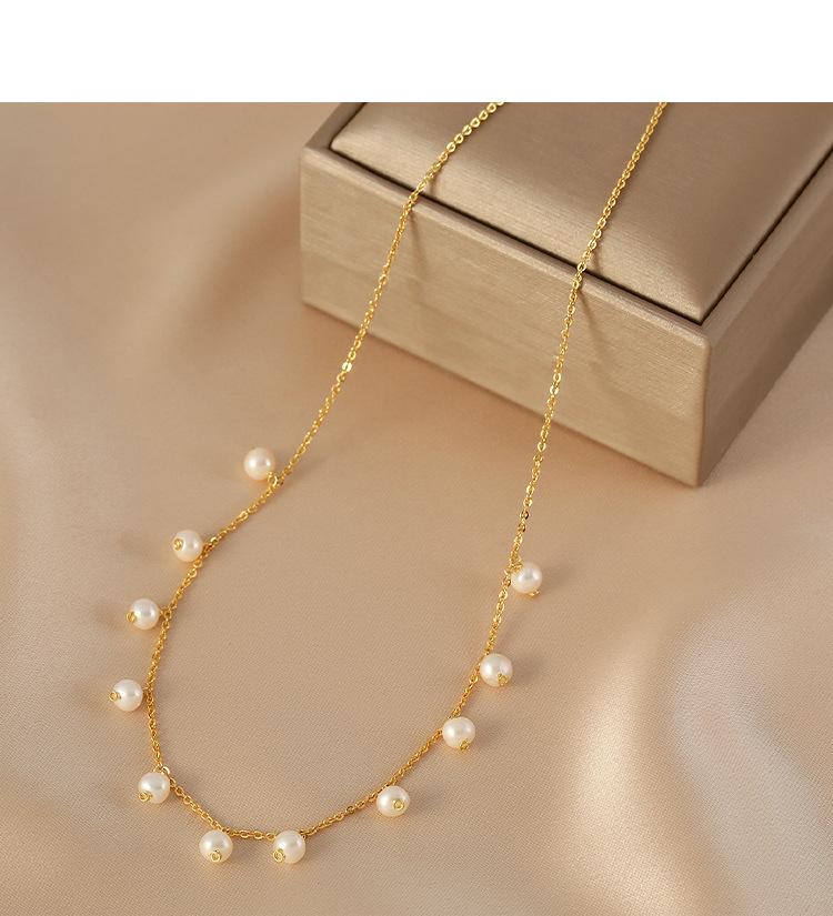 Natural freshwater pearl necklace fashion French niche collarbone chain women s simple sweater chain