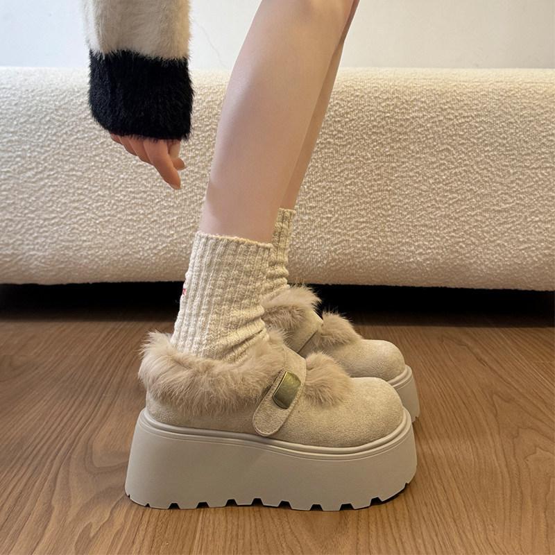 First encounter season Mao Mao shoes snow boots women s winter muffin thick sole heightening thermal cotton boots one pedal 35