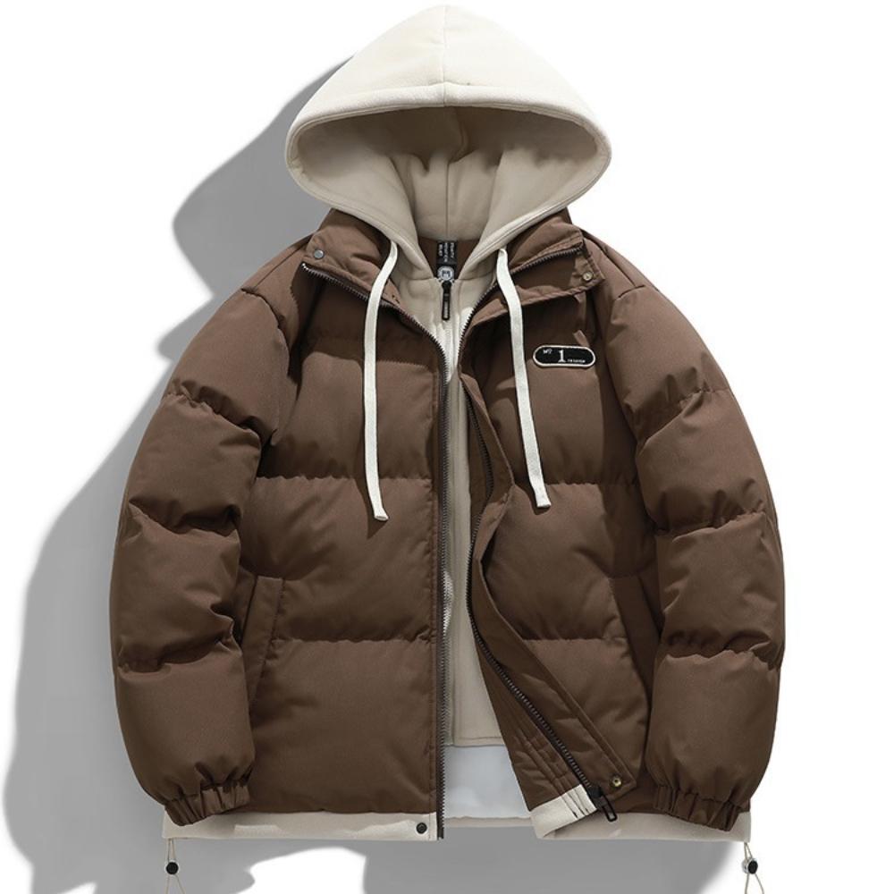 Men's Stylish Two-piece Style Winter Coat, Loose Fit, Warm and Versatile Outerwear for Winter.
