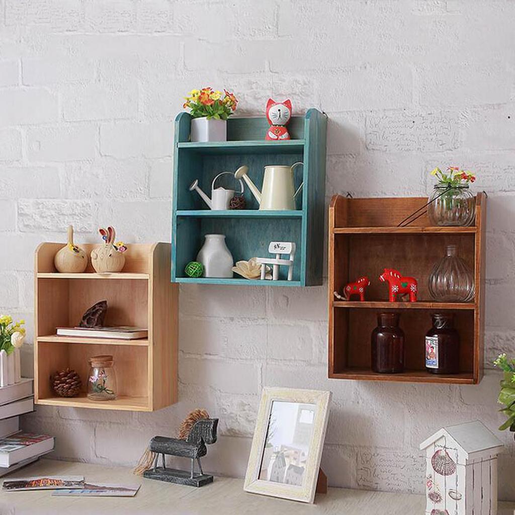 Wandmontierte Holz-Aufbewahrungsbox Regal Mehrzweck-Organizer Bücherregal für Schreibtisch und Wohnzimmer