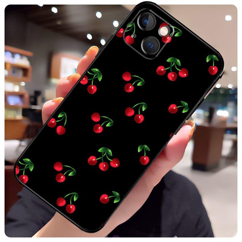 Essen Obst Rote Kirsche Hülle Für iPhone 14 Pro Max 16 15 11 12 13 17 Pro Max mini 15 16 Plus 16e 17 Air Handyhülle