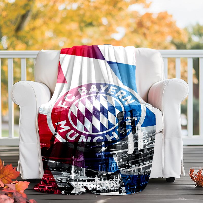 FC Bayern München logo printed throw blanket—soft,warm;versatile blanket for all seasons—perfect as &air-conditioning throw,nap blanket