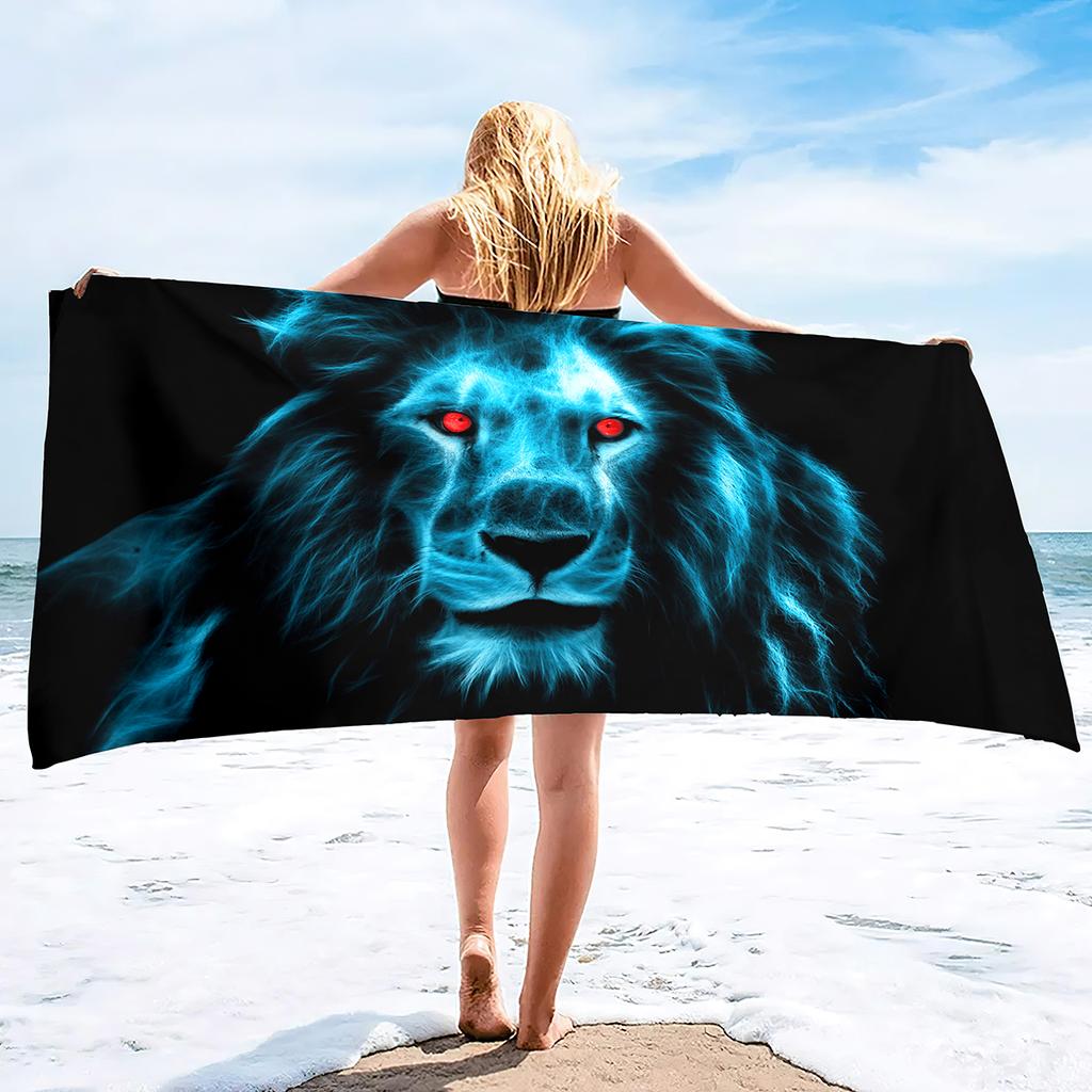 Lion Beach Towel Microfiber Beach Towels for Adults Sand Free Beach Towel Quick Dry Large Beach Towel for Swimming,Bath, Camping